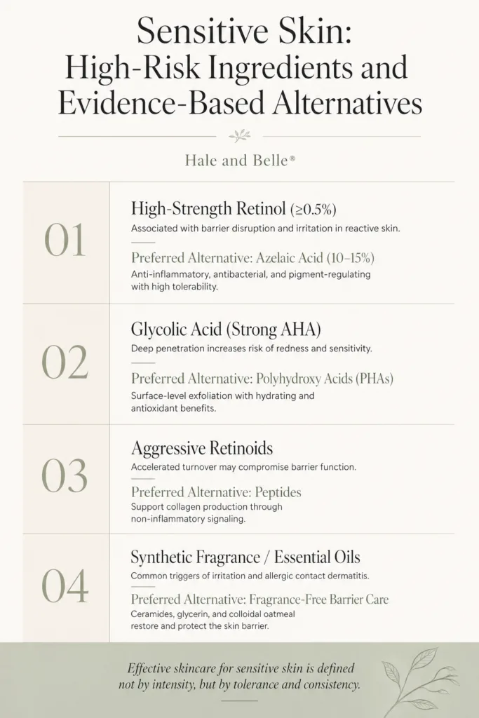 gentle skincare alternatives for sensitive skin ingredient swap guide infographic